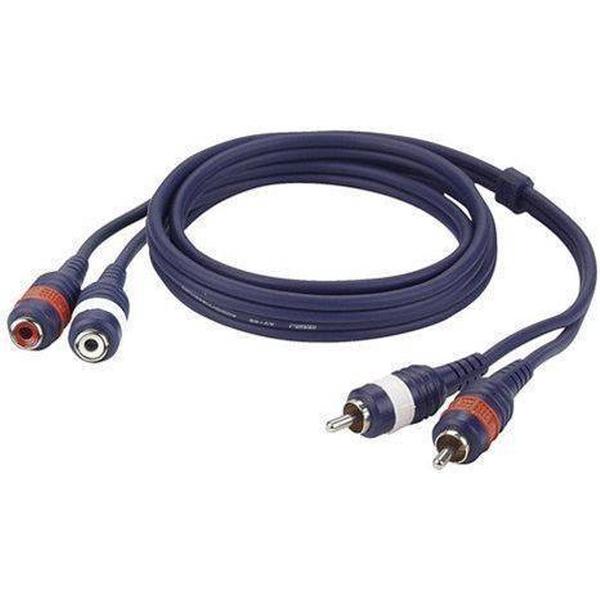 DAP Audio Tulp Verlengkabel 0,75m - RCA Verlengkabel - 2x RCA Male naar 2x RCA Female - 0,75m