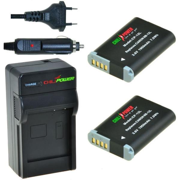 ChiliPower NB-12L Canon Kit - Camera Batterij Set