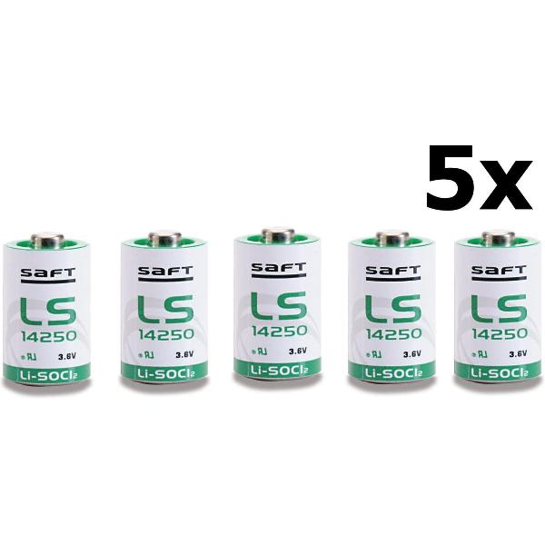 5 Stuks - SAFT LS14250 / 1/2AA Lithium batterij 3.6V