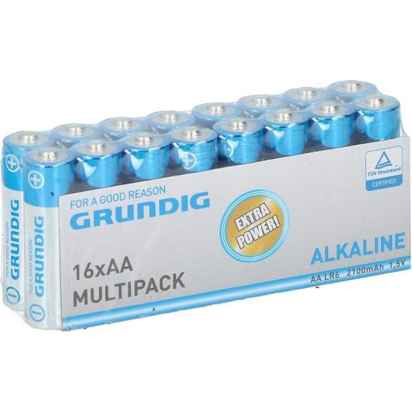 Grundig R06 AA batterijen 1.5 volt 16 stuks - Alkaline batterijen - Voordeelpak