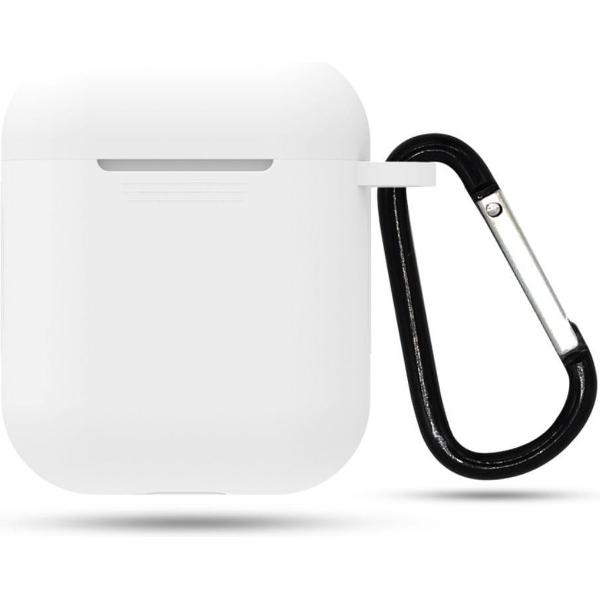 Siliconen case | geschikt voor airpods | karabijnhaak | wit