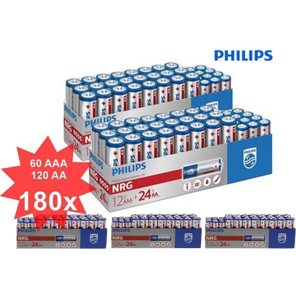 Philips Power Pack - NRG Alkaline AA AAA - 180 Stuks (60x AAA + 120x AA)
