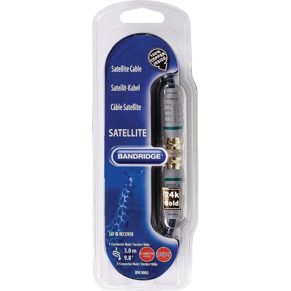 Bandridge coaxkabel met f-connectoren zwart - 3 meter