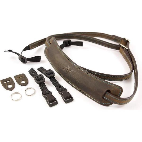 4V Design Lusso Medium Neck Strap Washed Tuscany Leather Green/Cyan