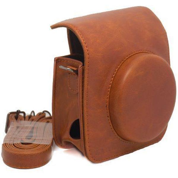 YONO Instax Mini 90 Case – Fujifilm Hoesje Vintage – Draagriem – Bruin