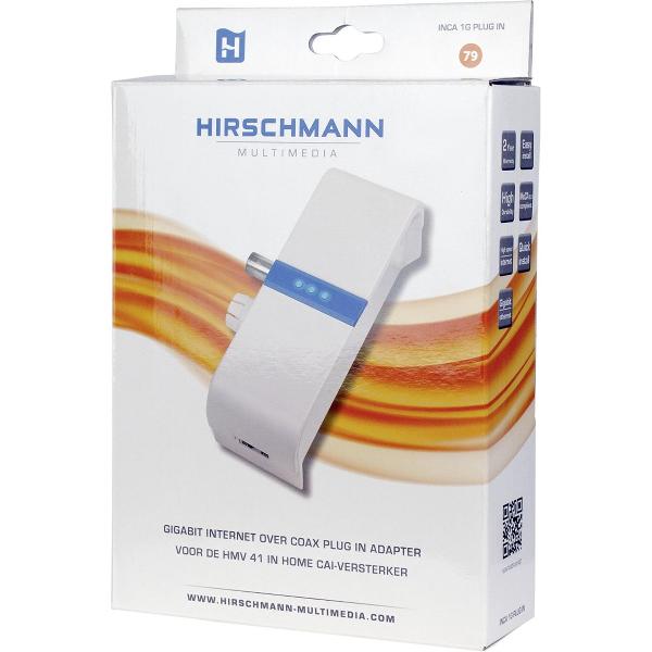 Hirschmann INCA 1G white SHOP - Multimedia over coax adapter, 1000Mbps - plug in adapter voor HMV41