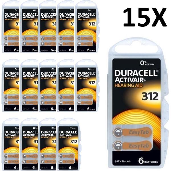 Duracell 312 ActivAir Hoorbatterijen - Bruin - 15x - 90 Stuks