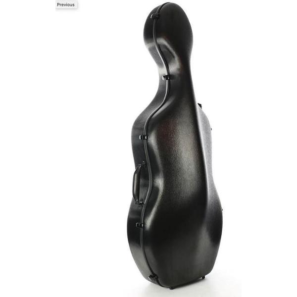 cellokoffer, 4/4, PVC sandwich constructie, comfortabele schouderriemen, geborsteld zwart, 3,8kg