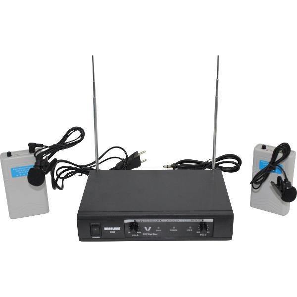 Draadloze stropdas microfoon 2 kanaals (Moonlight)