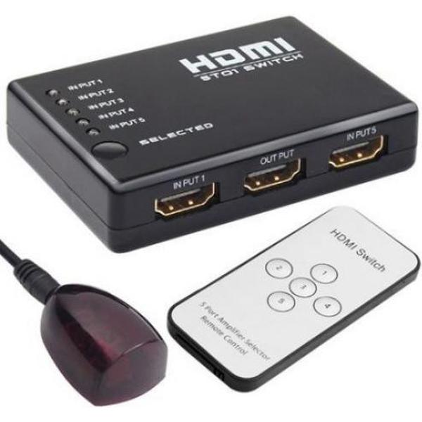 Garpex® 5 naar 1 Remote HDMI Switch Splitter Verdeler Schakelaar met afstandsbediener 1080P Full HD 5 poorten