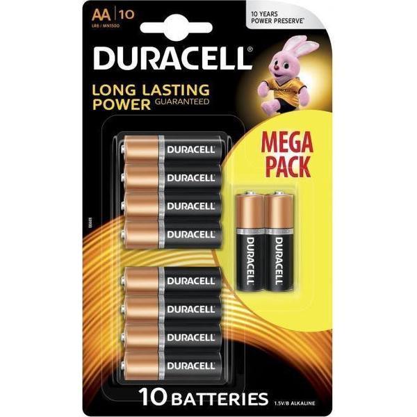 10 Stuks - Duracell MEGA Pack LR6 / AA / R6 / MN 1500 1.5V Alkaline batterij