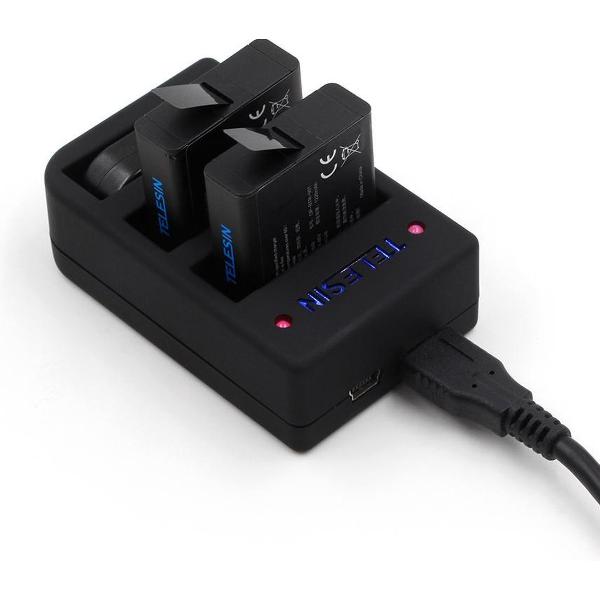 PRO SERIES 3-in-1 Multifunctionele Oplader + 2x Batterij voor GoPro Hero 5 / 6 / 7 en 8 BLACK