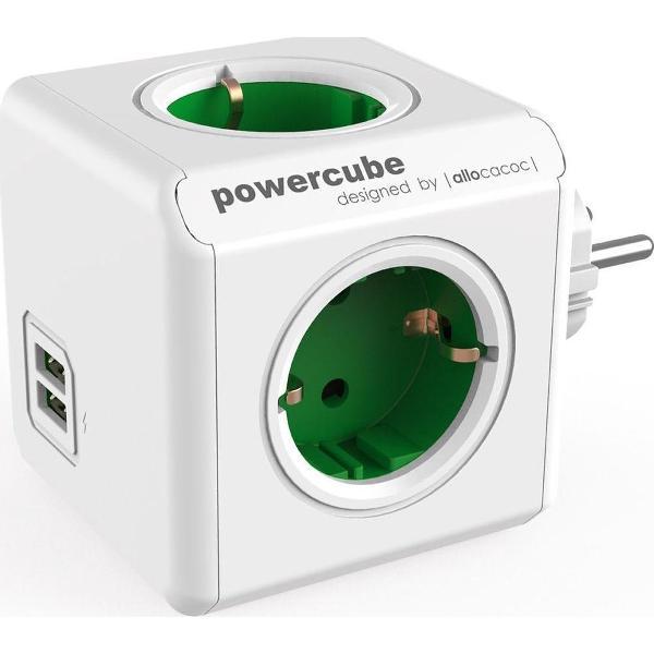 PowerCube Original Duo USB + RIB groen Type F - Uitbreidingsmodel