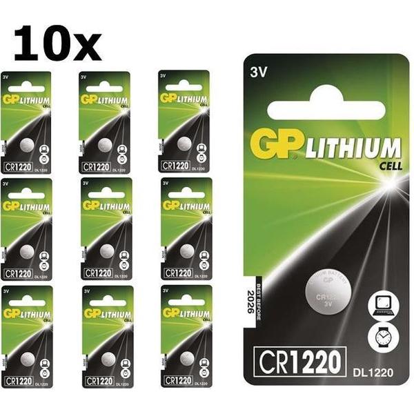 10 Stuks - GP CR1220 3V 40mAh lithium knoopcelbatterij