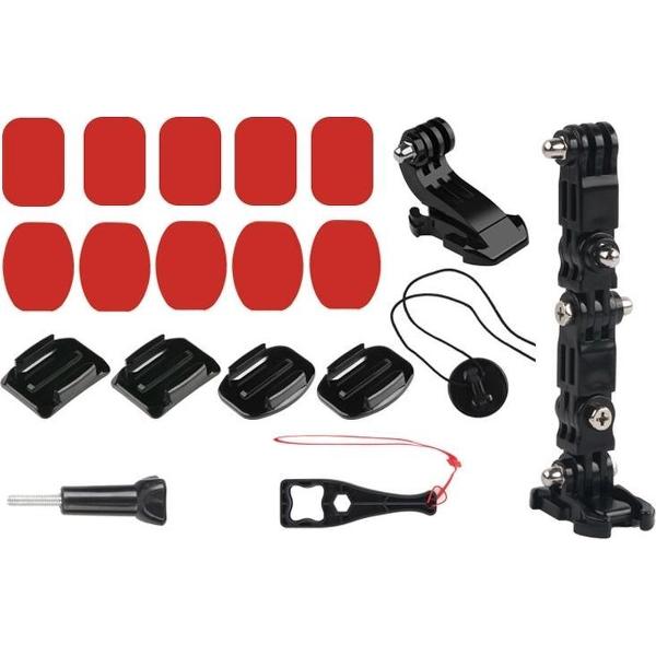 Fietshelm Zelfklevend Multi-Joint Arm Vast Bevestigingsset met J-haak Gesp Mount & Screw voor GoPro HERO7 / 6/5/5 Session / 4 Session / 4/3 + / 3/2/1, Xiaoyi en andere actiecamera's