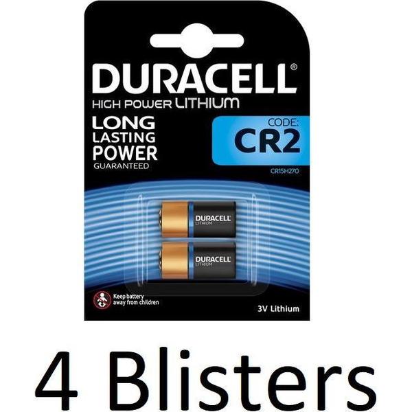 8 Stuks (4 Blisters a 2 st) Duracell CR2 High Power Lithuim Batterij