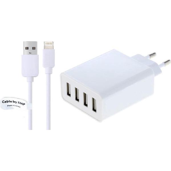 4,8A oplader en laadkabel. 3 m Oplaadsnoer met adapter stekker Past ook op Apple. iPhone 6, iPhone 6s, iPhone 6+ Plus, iPhone 7, iPhone 7+ Plus