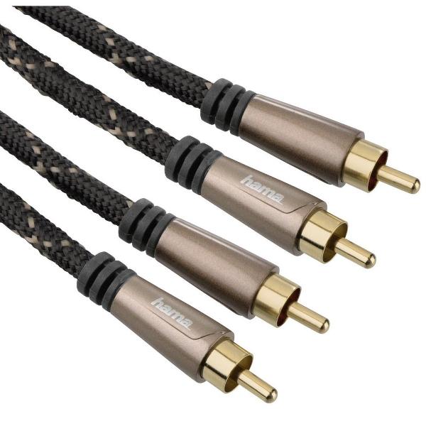 Hama Audio Cable, 2 RCA plugs - 2 RCA plugs, metal, gold-plated, 3.0 m