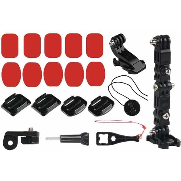 Fietshelm Zelfklevend Multi-Joint Arm Vast Bevestigingsset met J-haak Gespbevestiging & Adapter & Schroef voor GoPro HERO7 / 6/5/5 sessie / 4 sessie / 4/3 + / 3/2/1, Xiaoyi en andere actiecamera's