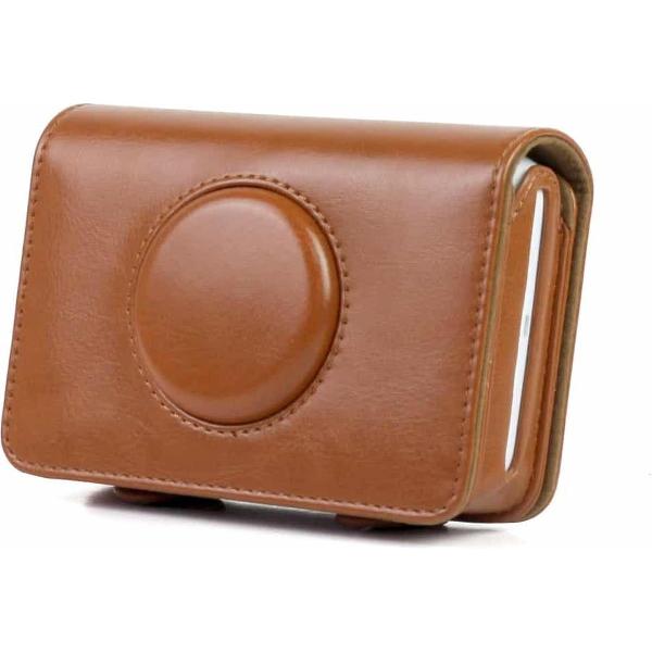 Effen kleur PU lederen tas voor Polaroid Snap Touch Camera (bruin)
