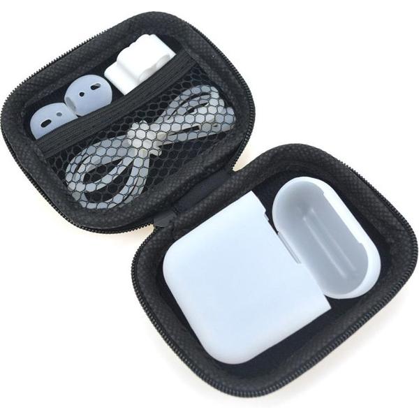 5 in 1 set met siliconen case, koord, horlogehouder, earhooks en opbergetui | geschikt voor Airpods | transparant