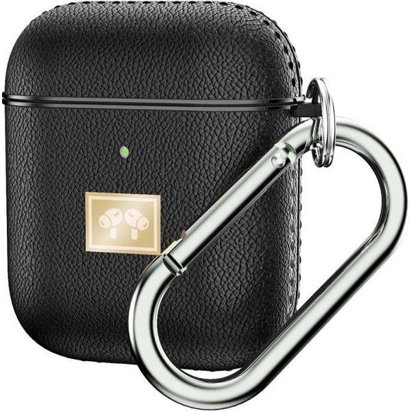 Apple Airpods 1/2 Luxe Kunstlederen Hoesje Zwart