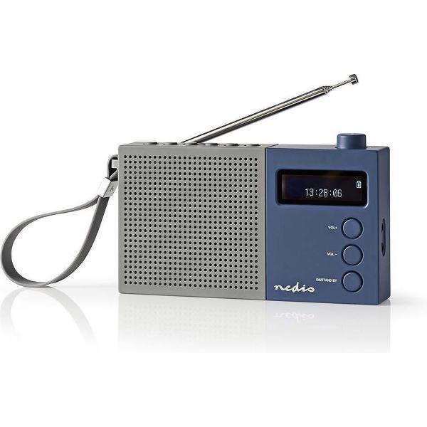 Nedis portable DAB+ radio met klok en wekker / grijs/blauw