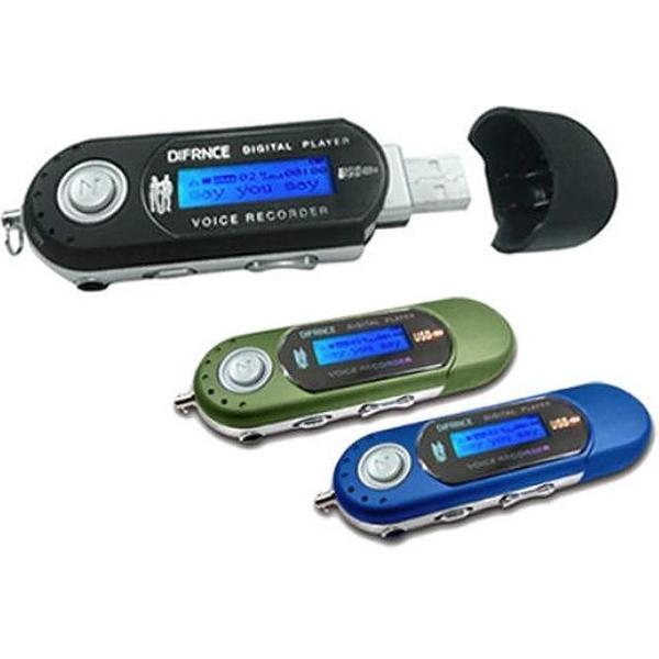 Difrnce MP3 Speler op Batterij 4GB +/- 1000 songs Blauw