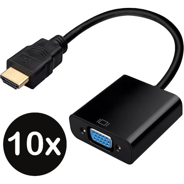 HDMI naar VGA Adapter Kabel Converter 1080p Full HD - Zwart - 10 PACK
