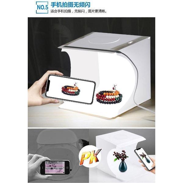 PULUZ - Mini Fotostudio - Met led verlichting - Dubbelle Ledstrip - Softbox - Lightbox - Foto Studio - Opvouwbare Foto Box - Camera Studio - Mini Studio - Productfotografie set - Draagbare Fotostudio