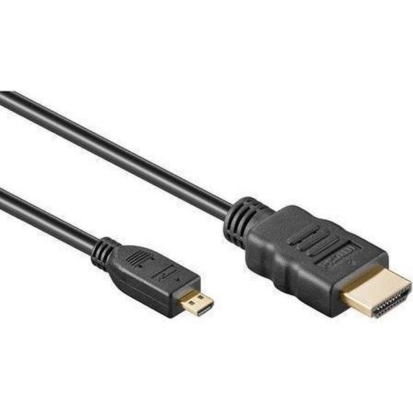 HDMI-Kabel MediaRange 1.4 Gold Con.A/D(micro),1m,black,Ether