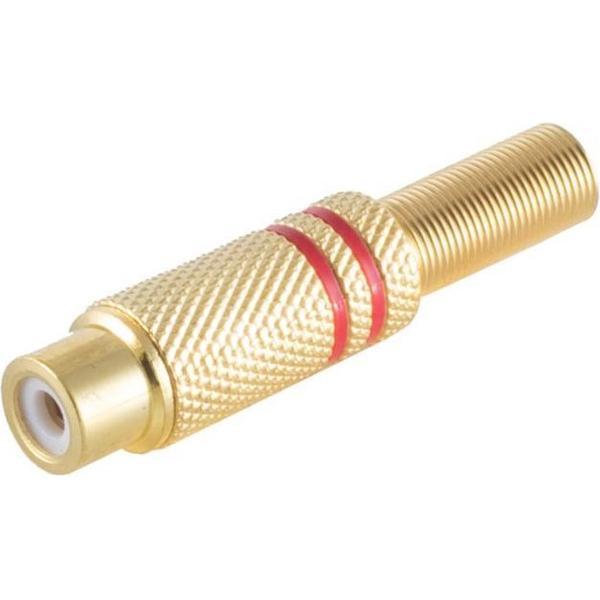S-Impuls Tulp (v) audio/video connector - tot 6mm - verguld - metaal / rood