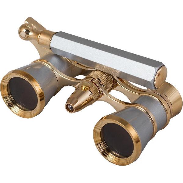 Levenhuk Broadway 325N Opera Glasses (silver lorgnette with LED light)