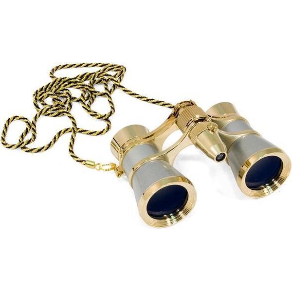 Levenhuk Broadway 325F Opera Glasses (silver, with LED light and chain)