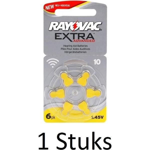 6 Stuks (1 Blisters a 6St) - Rayovac Extra Advanced 10MF Hg 0% Gehoorapparaat batterijen 1.45V