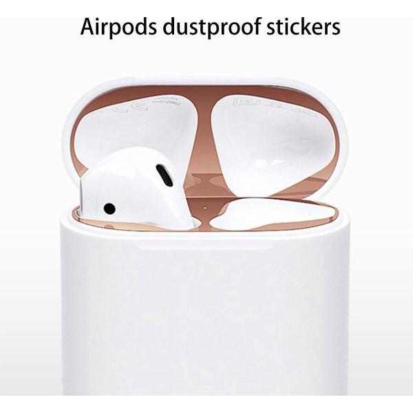Sticker geschikt voor Airpods - Accessoire voor Airpods - Anti magnetisch stof - Vuil bescherming - Rose Goud 2 stuks
