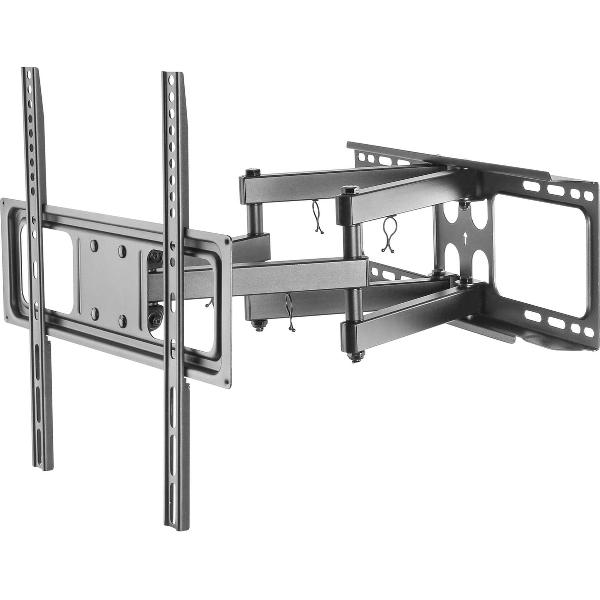 Deltaco ARM-1202, Draaibare Muurbeugel voor monitor of TV, Tv-beugel, 32 t/m 55 inch, max. 40kg, kantelbaar, wandbeugel, gebogen tv, met waterpas – zwart