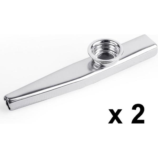 WiseGoods - Kazoo Muziekinstrument - Kazoo Fluit Metaal - 2 Stuks - Zilver