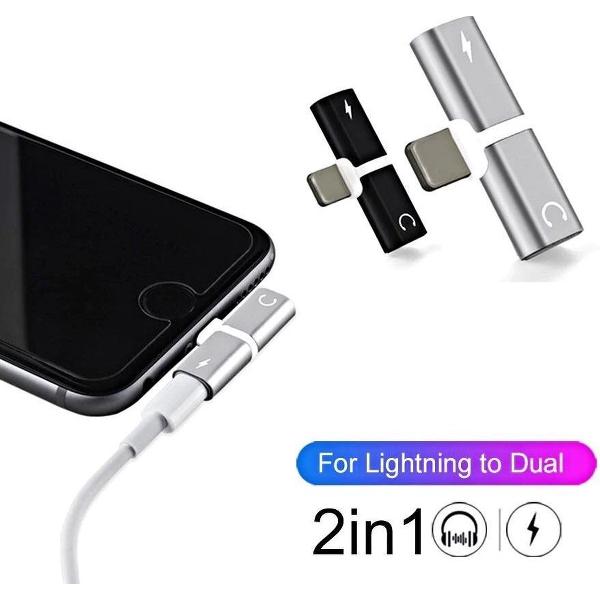 S&C - 2 in 1 Lightning splitter adapter Muziek - Opladen - Aux geschikt voor iPhone lightning tegelijk oplader