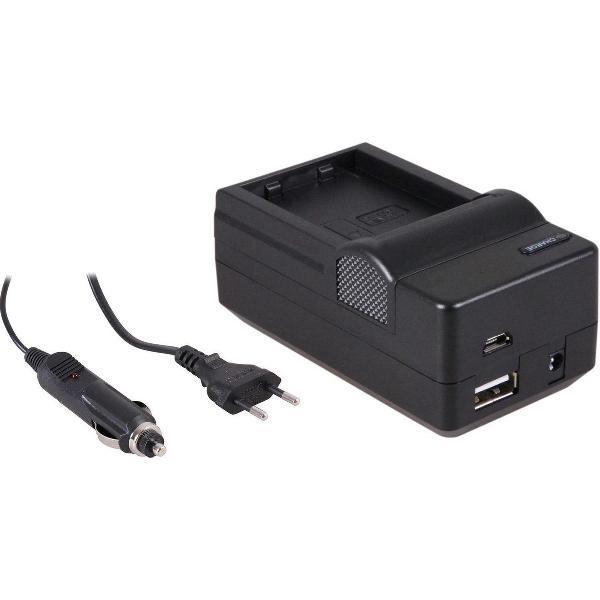 Huismerk 4-in-1 acculader voor Nikon EN-EL23 accu - compact en licht - laden via stopcontact, auto, USB en Powerbank