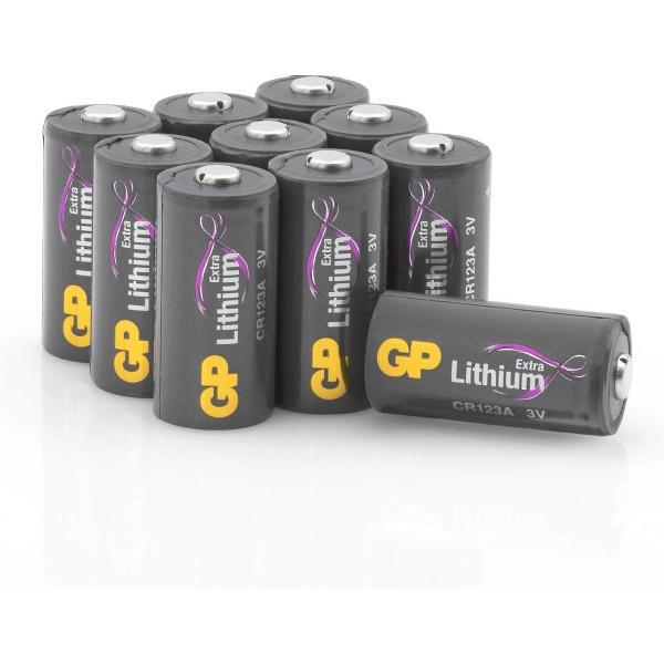 GP Extra Lithium batterijen CR123A 3V batterij CR123 - 10 stuks, CR123A batterij in plasticvrije verpakking