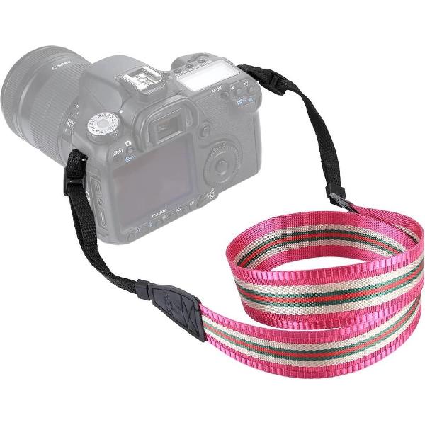 PULUZ Stripe Style Series schouderriem camerariem voor SLR / DSLR-camera's (rozerood)