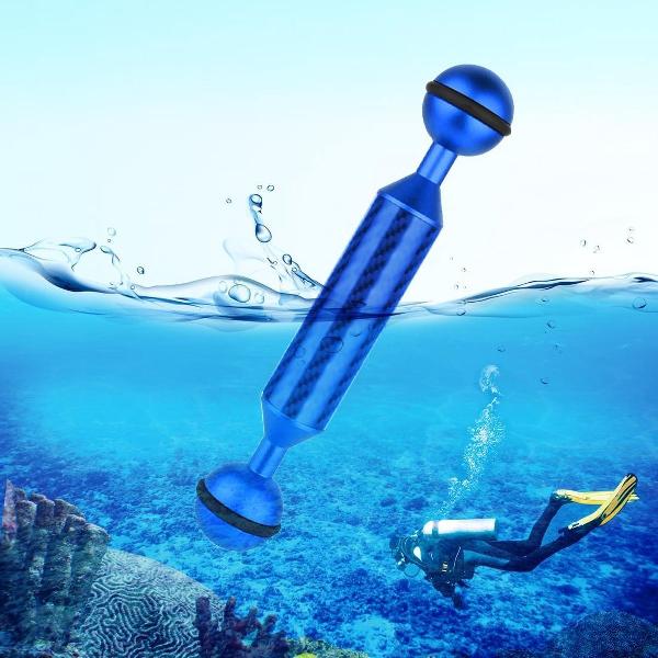 PULUZ 5 inch 12,7 cm lengte 20,8 mm diameter Dual Balls koolstofvezel zwevende arm, baldiameter: 25 mm (blauw)