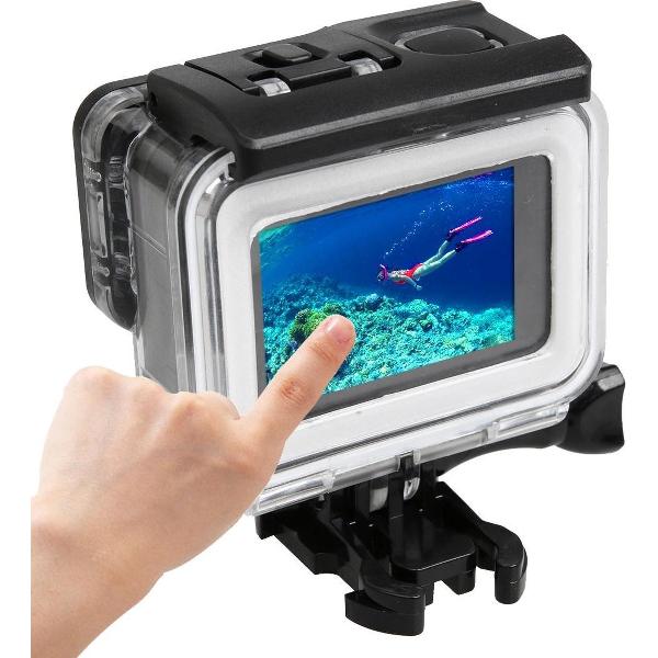 Voor GoPro HERO5 30 m Waterdichte PC & ABS behuizing Beschermhoes + Touch Back Cover met Gesp Basic Mount & Lange Schroef, Backcover Maat: 7 x 6 cm
