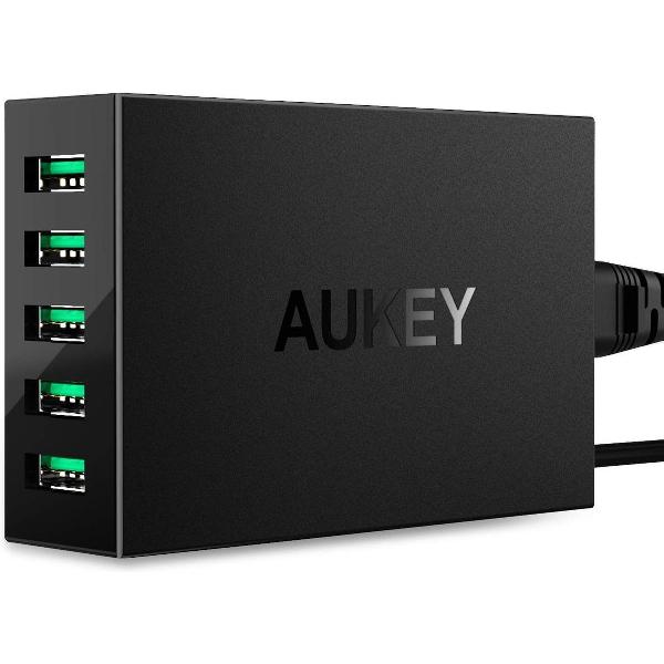 Aukey PA-U33 5-poorts 50W 10A USB-oplader voor iPhone / Android-smartphone / tablet / Bluetooth-luidspreker enz. zwart