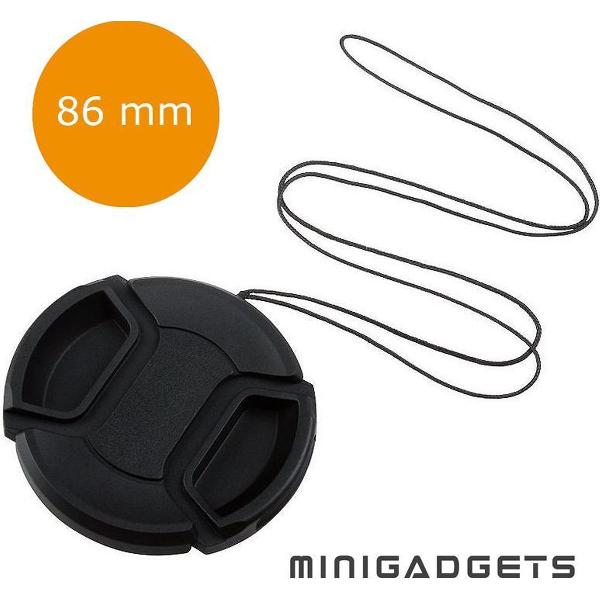 Universele 86mm Lens Cap, Lensdop voor Nikon, Sony, Canon camera's | met koord | Minigadgets
