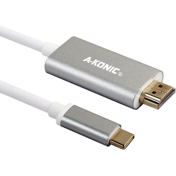 USB-C naar HDMI Kabel 1.8 Meter - 4K 60Hz | Type c To HDMI Cable | HP | Dell Xps | Apple Macbook Pro | Samsung | Lenovo | Huawei | HP | Spacegrey | A-KONIC©