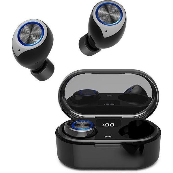 Adge - Volledig Draadloze Oordopjes Met Oplaadcase - Zwart - Draadloze oordopjes - Bluetooth oortjes - Geschikt voor alle bluetooth apparaten - draadloos opladen - Apple iPhone en Android - X100