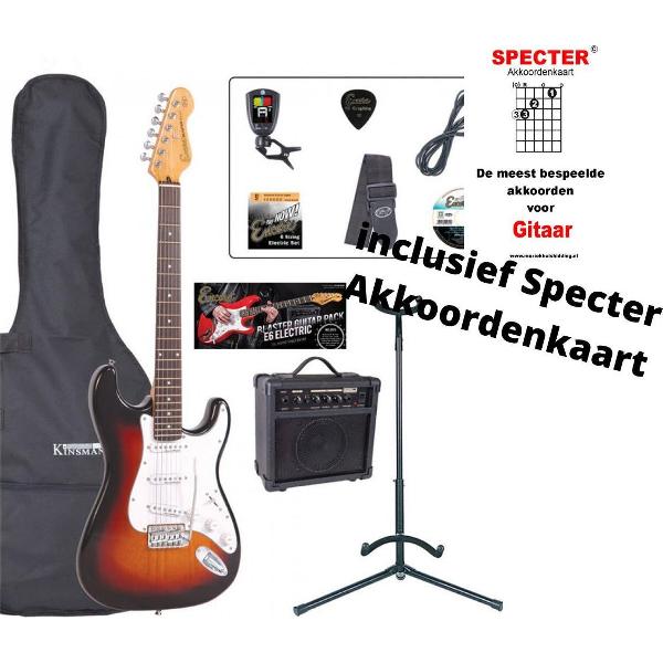 Elektrische Encore gitaar pack met Akkoordenkaart | Stemapparaat | Gitaarversterker | Gitaarstandaard | gitaartas | Gitaarband | Zelfstudie DVD