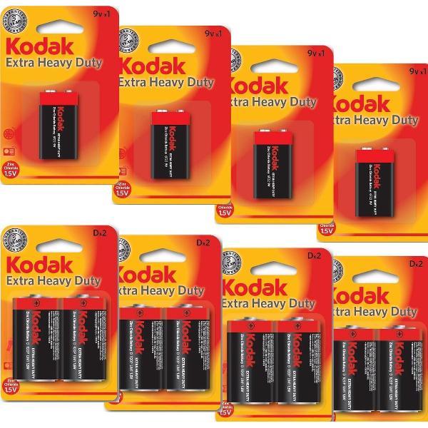 9V batterij – 4 stuks - inclusief D Batterijen| Kodak goede kwaliteit batterijen | Set met 9V en D Batterijen – Gratis verzending